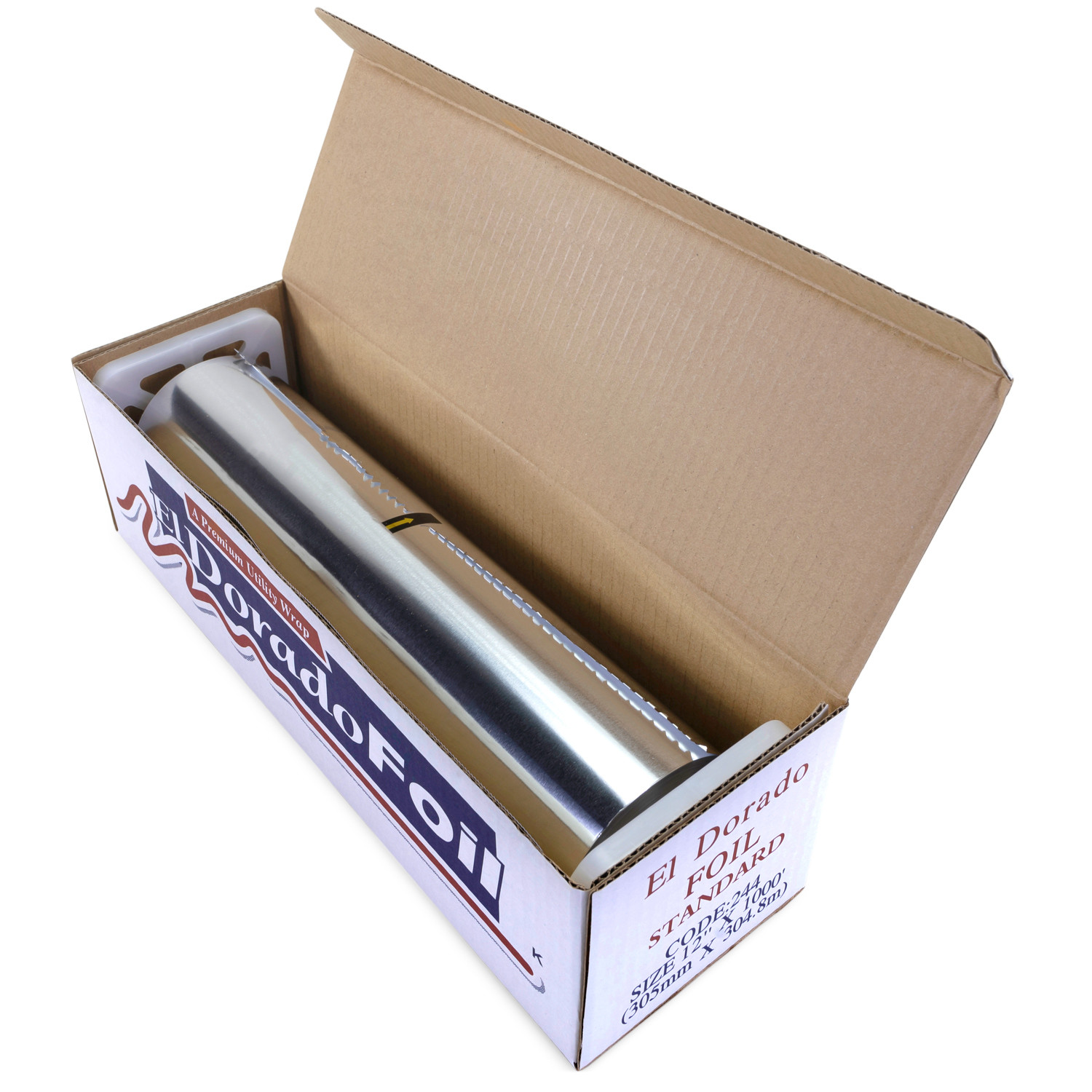 Aluminum Foil Food Service Roll with Sturdy Corrugated Cutter Box  (12x1000, 18x500)