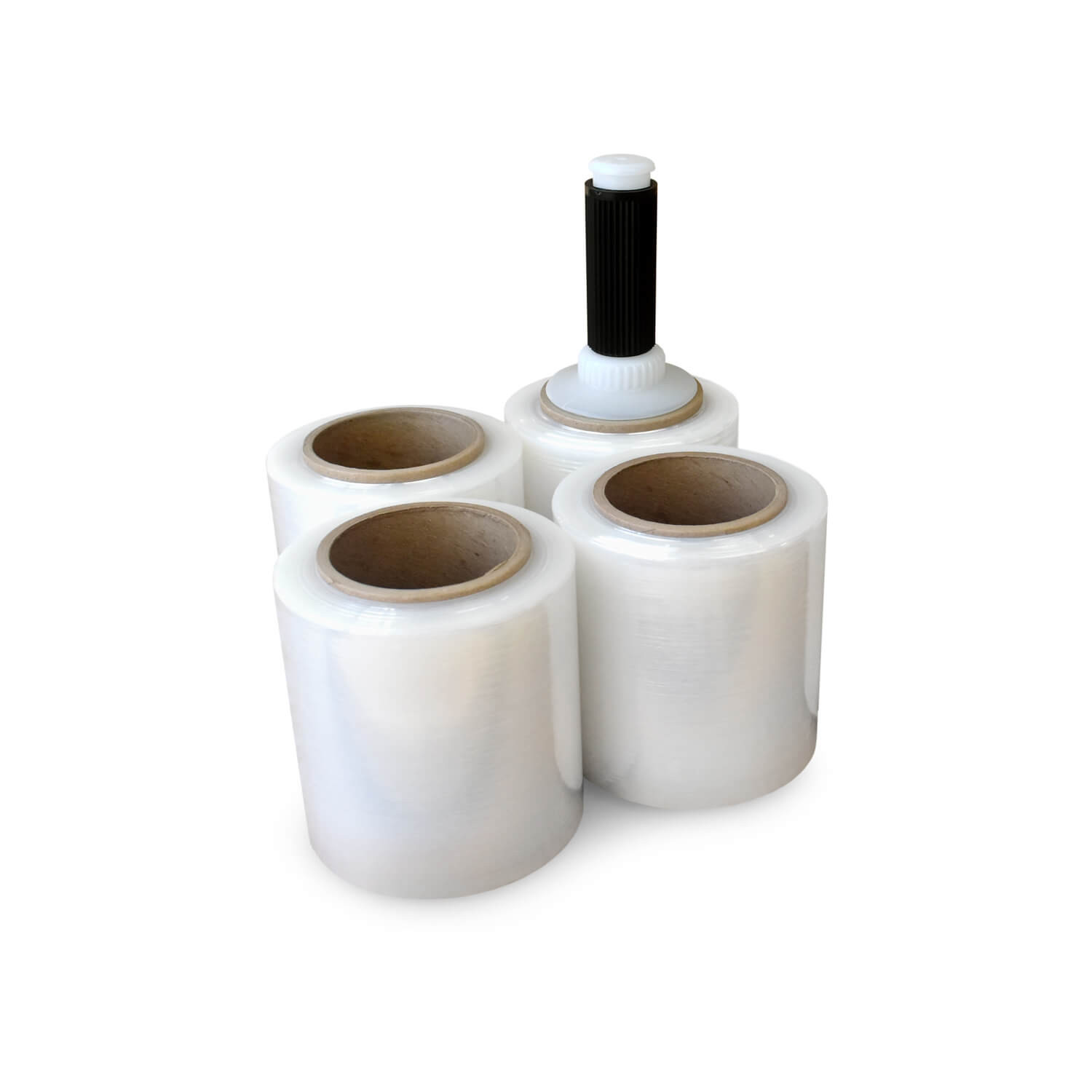 5" x 1000' 80 gauge Bundling Stretch Wrap Rolls with Plastic Handle, Clear 3