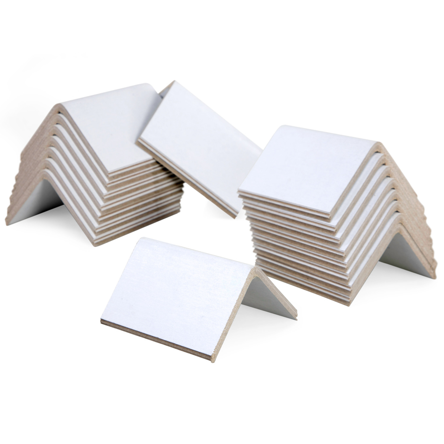 Idl Packaging Cardboard Edge Protectors 2 inch x 2 inch x 3 inch, Pack of 50, White, 0.160 inch Thick