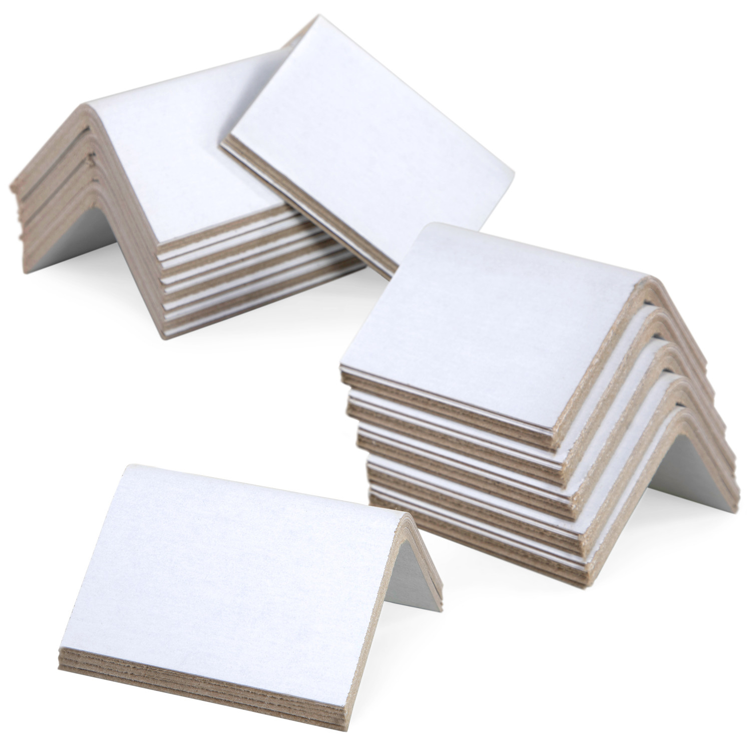 Idl Packaging Cardboard Edge Protectors 2 inch x 2 inch x 3 inch, Pack of 50, White, 0.160 inch Thick