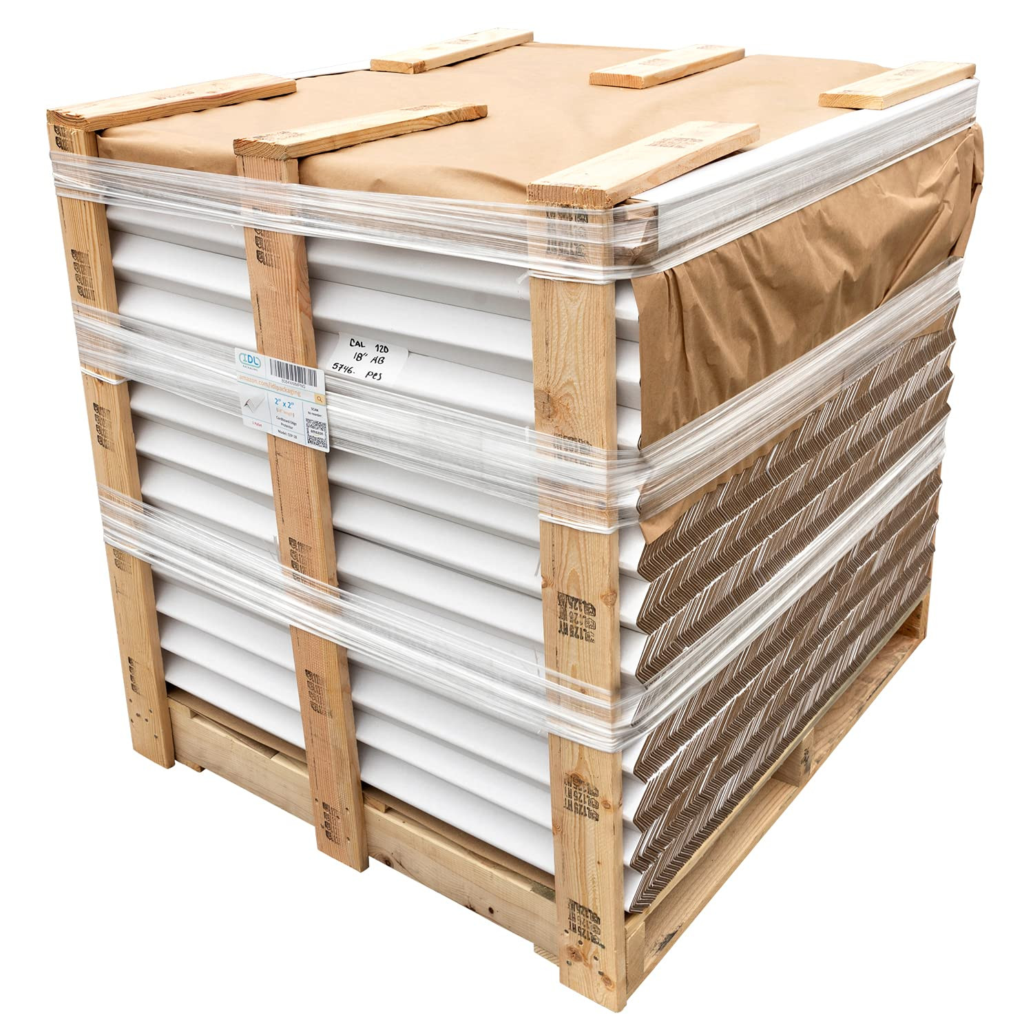 Cardboard Edge Protector 2 x 2 x 24, Pack of 100 V-Board Reinforced Cardboard Corners for Shipping White Kraft Corner Protectors