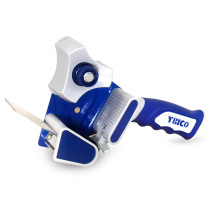 T-291 Tape Gun Dispenser for 2" Tapes, Safe Blade, Rubber Roller, Blue Metal Frame, Comfy Rubber Grip T-291 Tape Gun Dispenser for 2" Tapes, Safe Blade, Rubber Roller, Blue Metal Frame, Comfy Rubber Grip