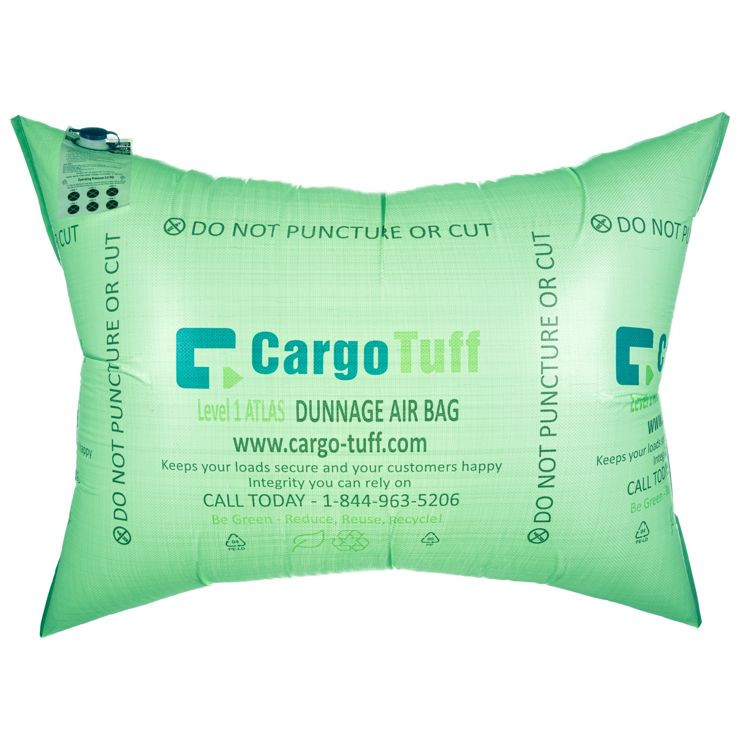 4 x 8 x 1 Recycled Green Pre-Inflated Air Pillows