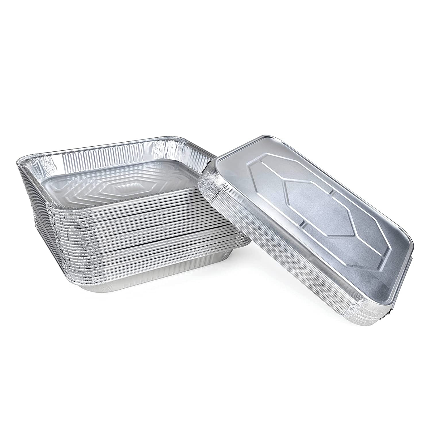 Heavy Duty Full Size Shallow Aluminum Pans Foil Roasting & Steam Table Pan  21x13 inch - Shallow Pan Chafing Trays for Catering - Disposable Large Pans