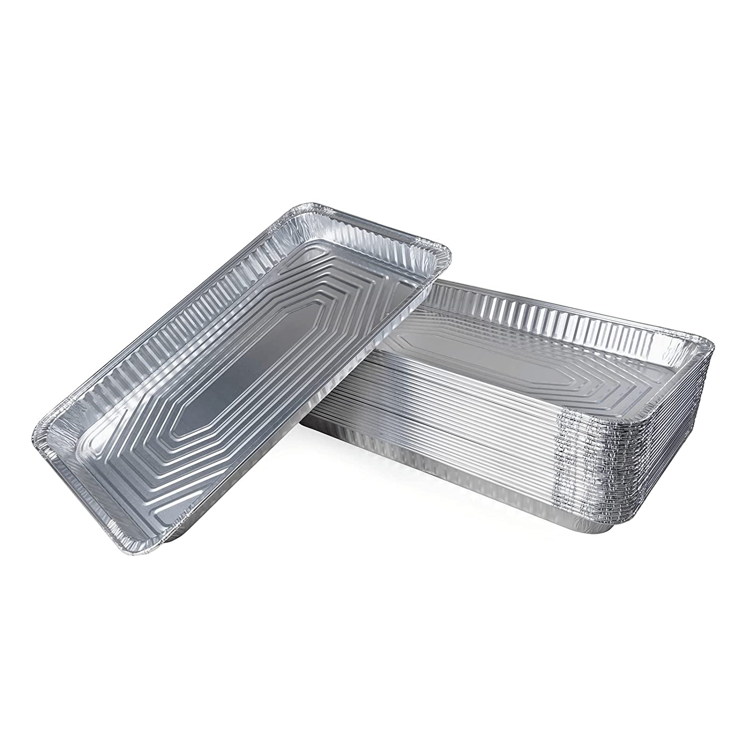 Heavy Duty Full Size Shallow Aluminum Pans with Lids Foil Roasting & Steam  Table Pan 21x13 inch - Shallow Chafing Trays for Catering Disposable Large