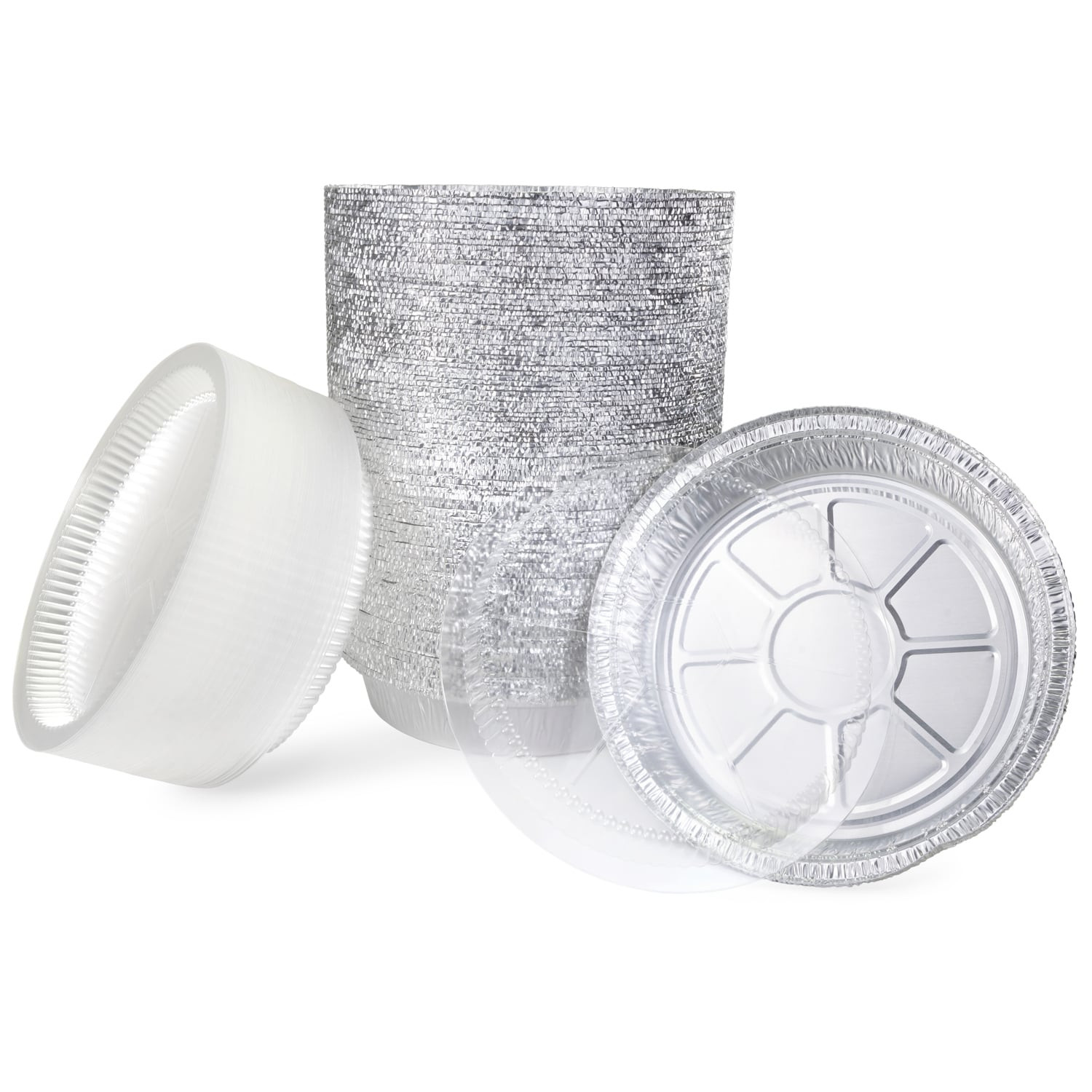 6 Inch Disposable Round Aluminum Foil Take-out Pans With Plastic Lids Set 