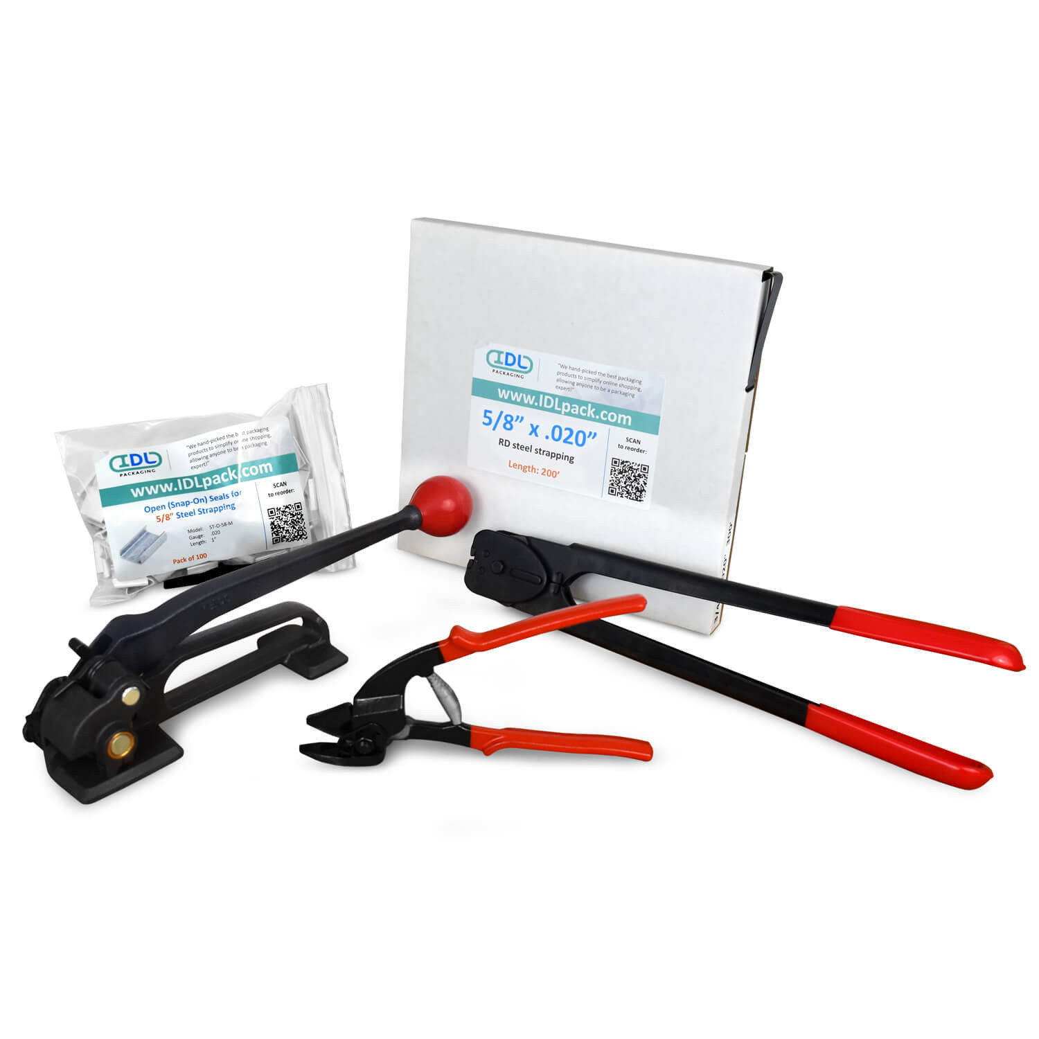 Standard 5/8" Steel Strapping Kit, 1400 lbs. Break Strength Standard 5/8" Steel Strapping Kit, 1400 lbs. Break Strength