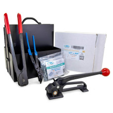 Standard 1/2", 5/8" or 3/4" Steel Strapping Kit, 1100 lbs. or 1400 lbs. or 1700 lbs. Break Strength with Dispenser
