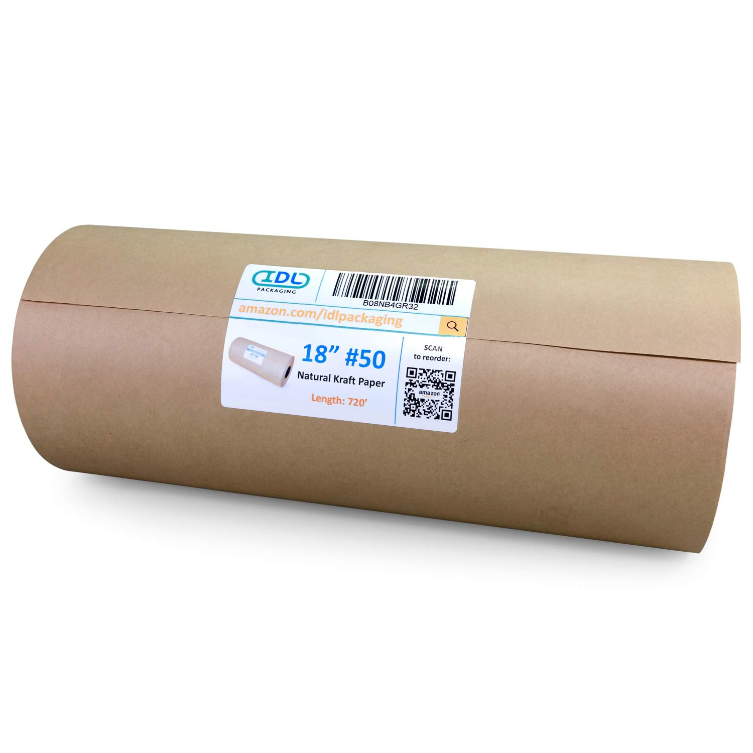 IDL Packaging 36 x 150 feet (1800 inches) Brown Kraft Paper Roll, 50 lbs  (Pack of 4) - Heavy Duty Paper for Packing, Moving, Sh