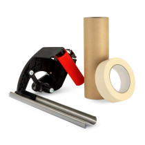 Masking Cover Set 1 1/2"x60 yd Masking Painters Tape Roll and 9"x60 yd Masking Kraft Paper Roll with Masking Dispenser Masking Cover Set 1 1/2"x60 yd Masking Painters Tape Roll and 9"x60 yd Masking Kraft Paper Roll with Masking Dispenser
