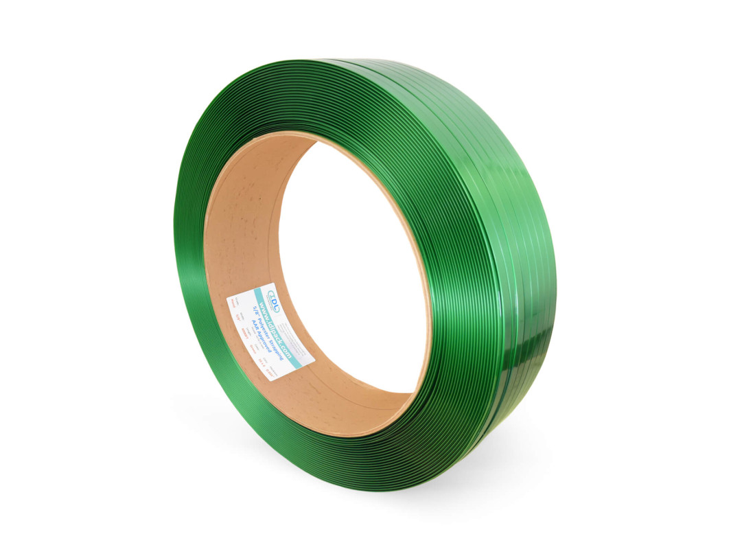 5/8" x 0.035" x 4000' Polyester (PET) Strapping, 1400 lbs. Break Strength, Green