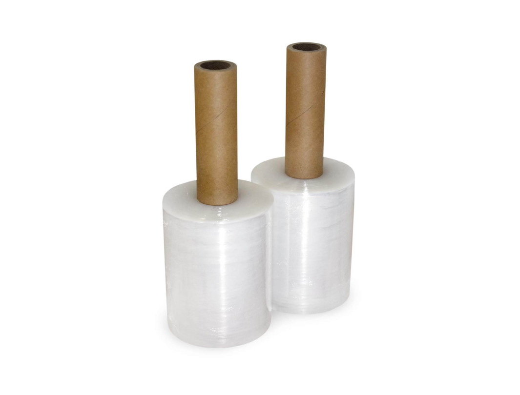 with Plastic Reusable Handle Pack of 2 Rolls Extra Sticky Clear Stretch Wrap Film IDL Packaging 5 x 1000' Stretch Wrap Mini Roll of 80 Gauge Tear-Resistant Plastic Wrap for Moving