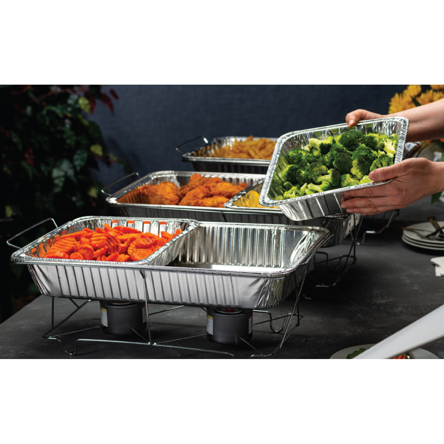 [5 Pack] Heavy Duty Full Size Deep Aluminum Pans with Lids Foil Roasting & Steam Table Pan 21x13 inch Deep Chafing Trays for Catering Disposable Large